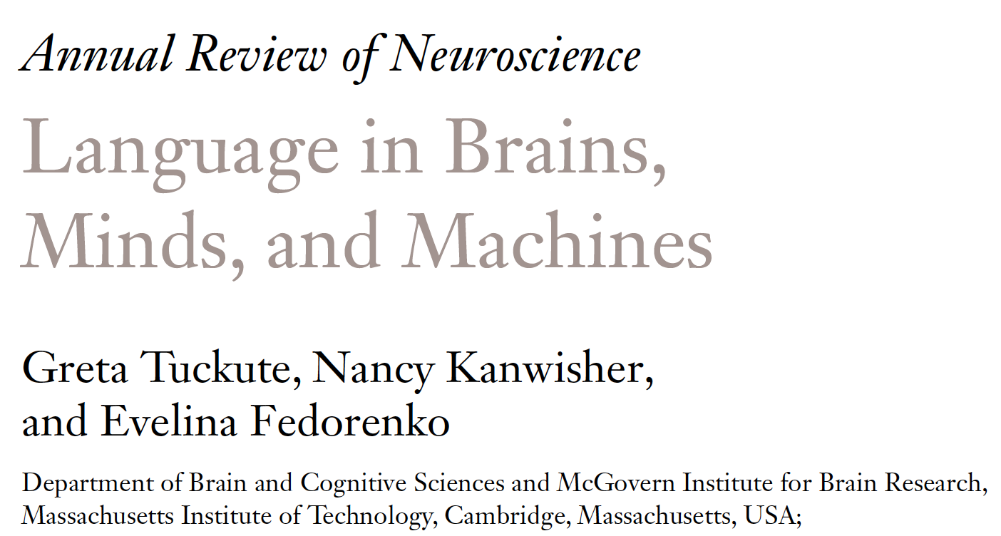 Review on language in brains, minds, and machines